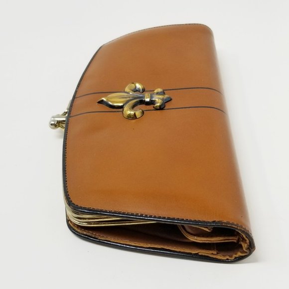 Vintage Baronet Brown Leather Wallet with Goldtone Fleur De Lis Symbol | Wallets - Picture 8 of 10